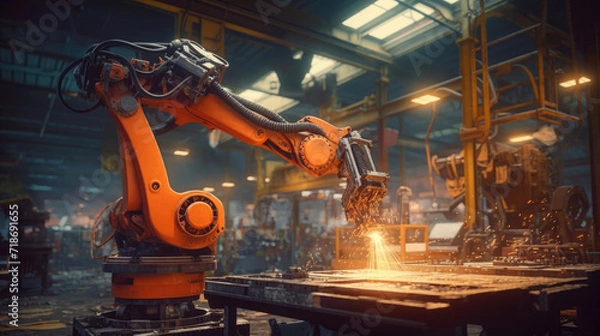 Fototapeta Automation robot arm in the factory