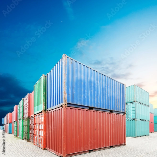 Obraz Stack of Cargo Containers at the docks