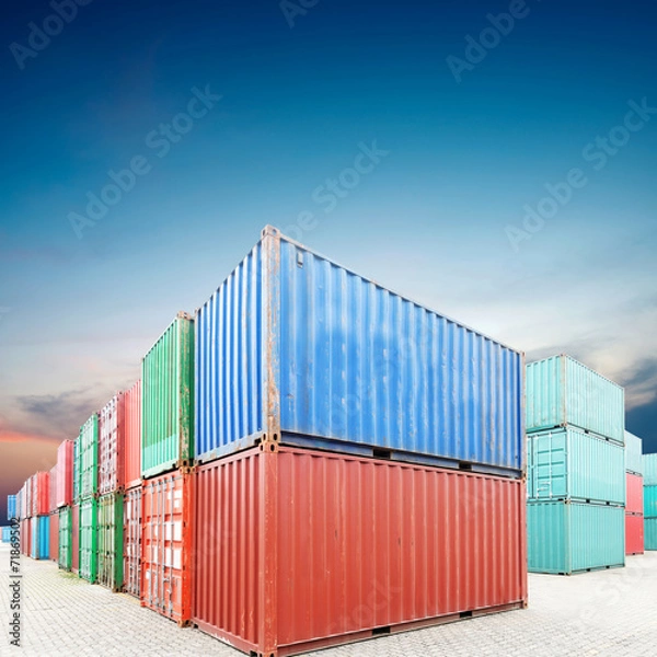 Obraz Stack of Cargo Containers at the docks