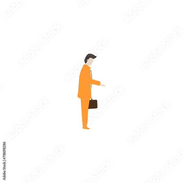 Obraz pose set of people in orange person