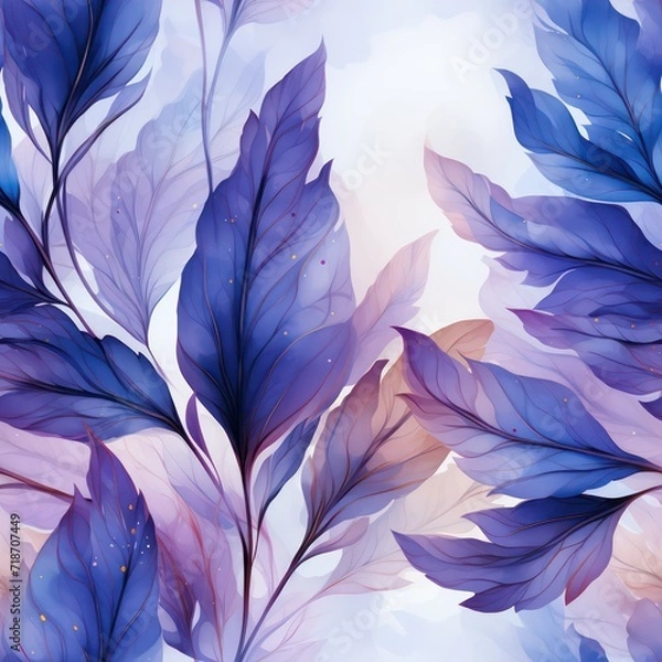 Fototapeta Seamless decorative abstract leaves pattern background