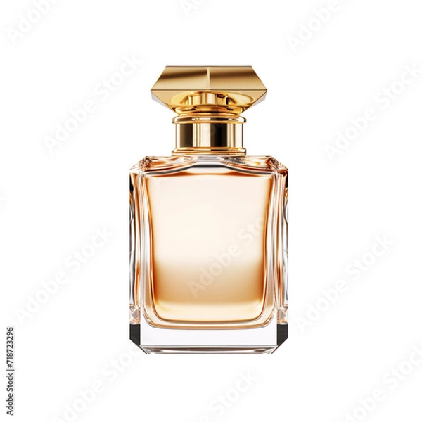 Fototapeta Perfume glass bottle on transparent background. Generative ai design.