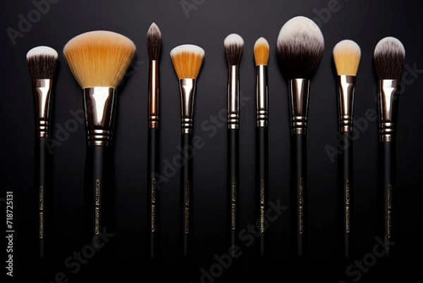 Fototapeta A variety of makeup brushes. Generative AI