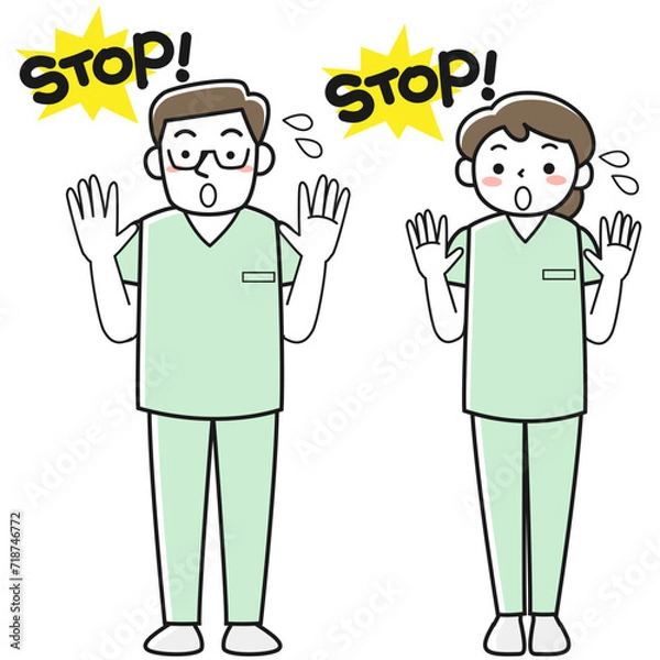 Fototapeta 制止する医療従事者の男女