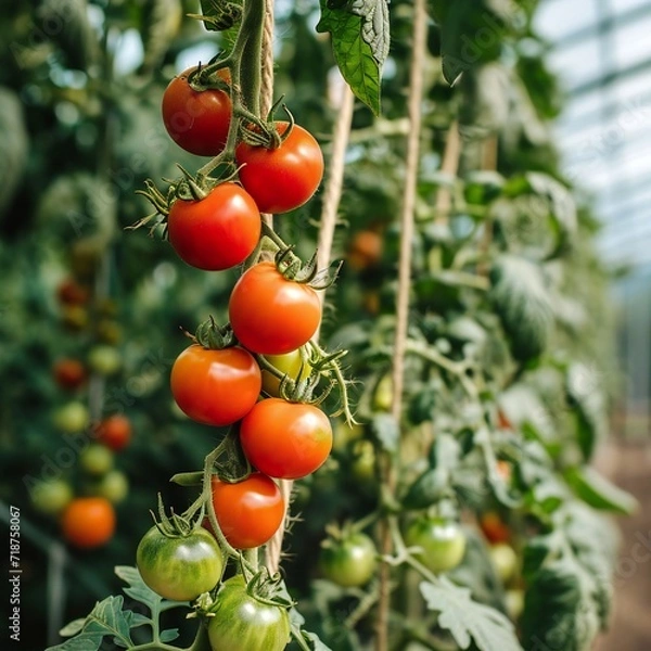 Obraz tomatoes in a greenhouse