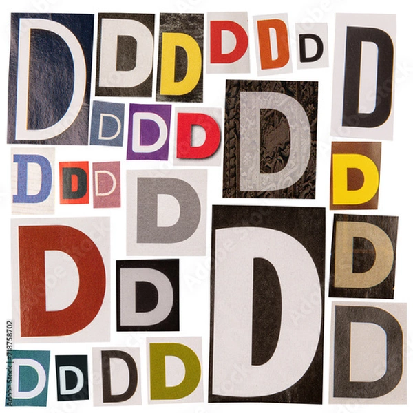 Obraz Letter D cut out from newspapers