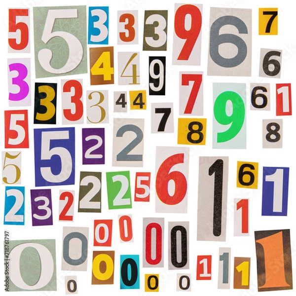 Obraz Numbers cut out from newspapers