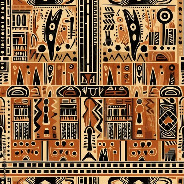 Fototapeta African Tribes Seamless Pattern Style06