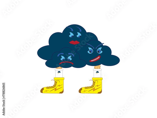 Obraz Comic cloud and boots. Vector illustration in a flat style.