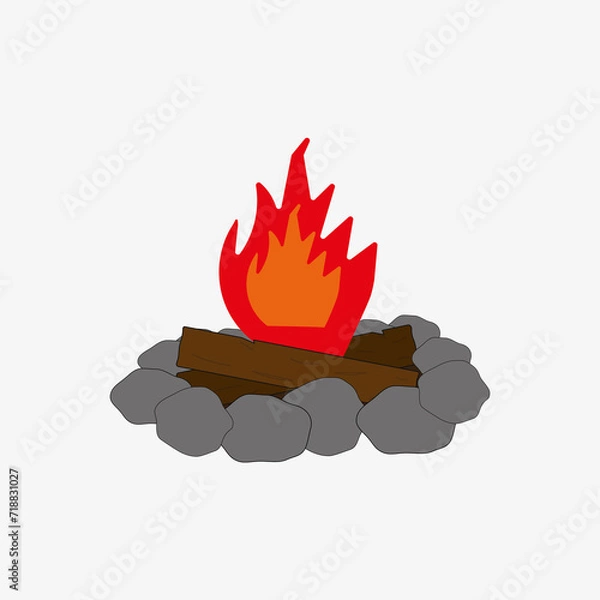 Obraz Bonfire, flat icon. Vector illustration of a bonfire with coal.