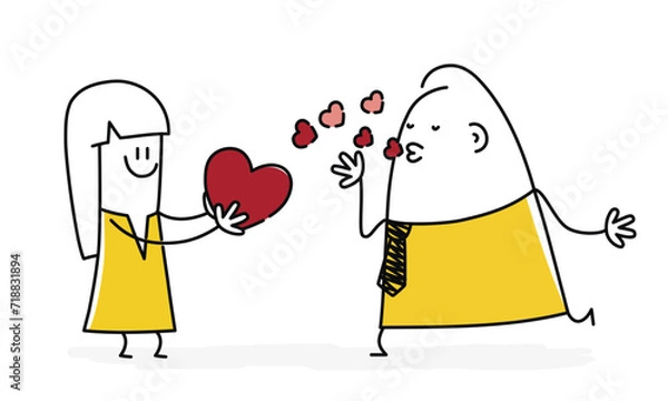 Fototapeta Happy man make hand gesture send air kisses.