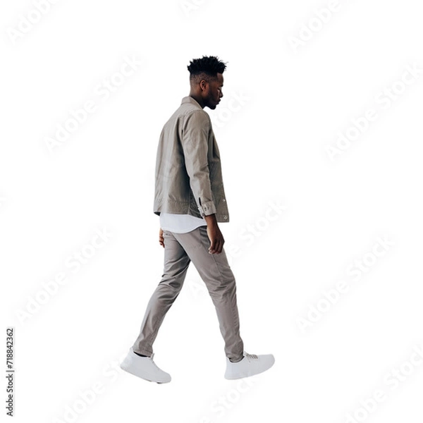 Obraz casual modern man walking, back view on a transparent background