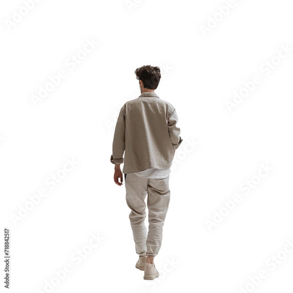 Obraz casual modern man walking, back view on a transparent background