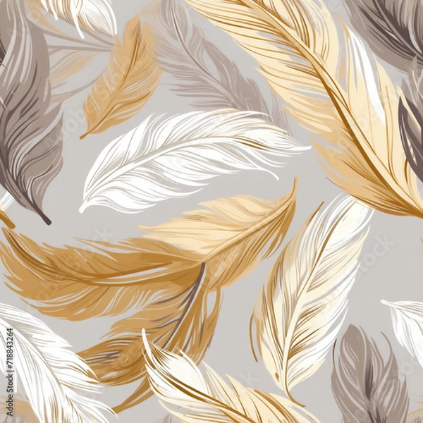 Fototapeta Elegant Feathers Seamless Pattern