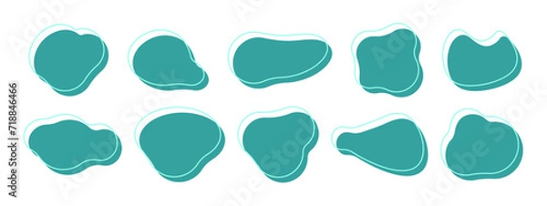 Fototapeta set of vector abstract fluid liquid shapes, offer, speech bubble, geometric elements