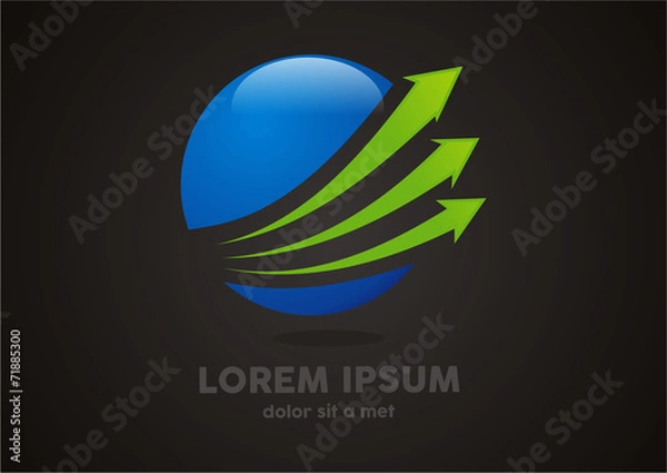 Fototapeta inance sucsess business arrow up globe logo vector