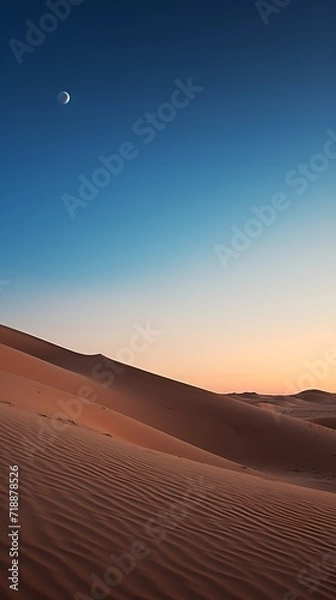 Obraz Moonlit desert landscape captured in summer , Moonlit desert landscape, summer, night