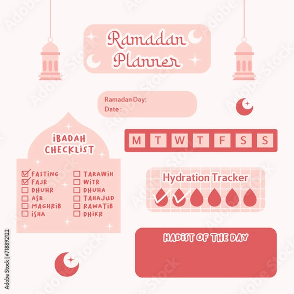 Fototapeta collection of Ramadan planner vector illustrations