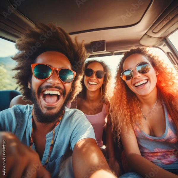 Obraz Caravan of Friendship: Multicultural Squad's Roadway Revelry