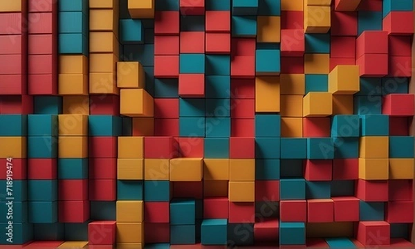 Obraz Parallel colorful wooden blocks.