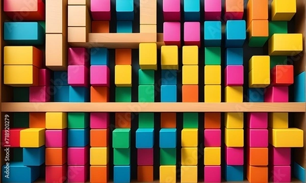 Obraz Parallel colorful wooden blocks.