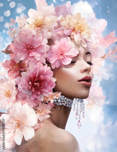 Obraz portrait of a woman with flowers on her head 
