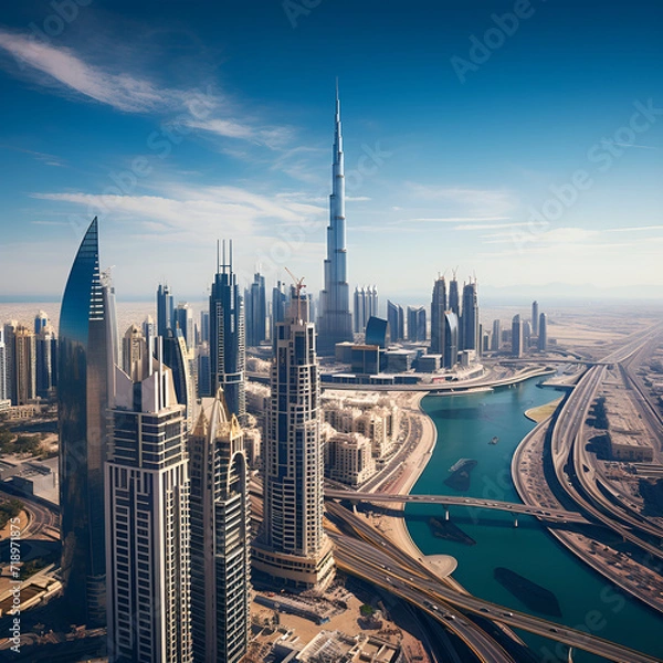 Obraz city skyline at sunset