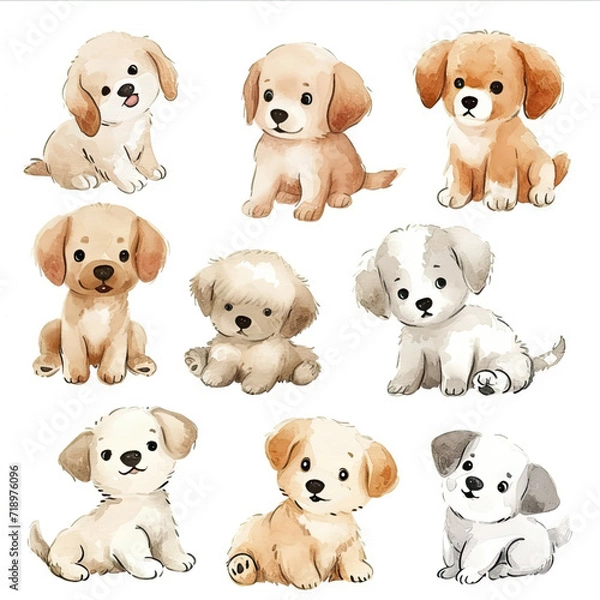 Obraz Vector hand drawn puppy collection