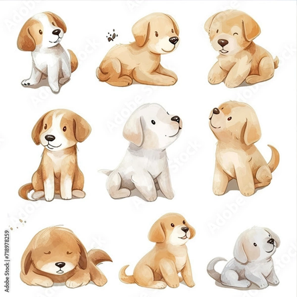 Obraz Vector hand drawn puppy collection