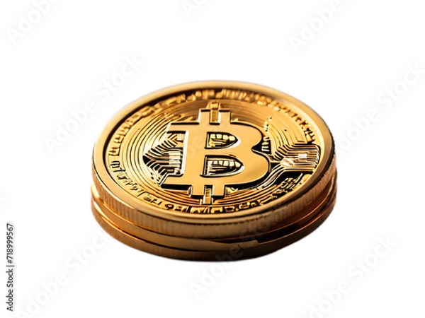 Obraz Bitcoin gold coins on transparent background