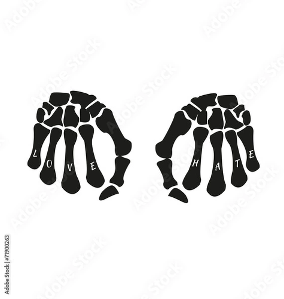 Obraz love&hate skeleton hand