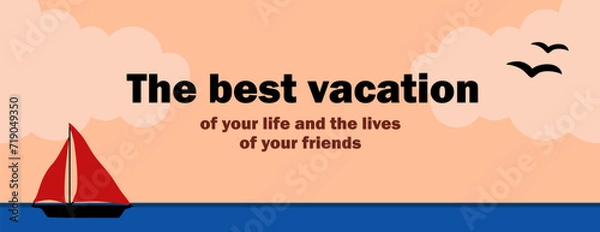 Obraz Web banner elongated with sea red sailboat vector illustration best vacation