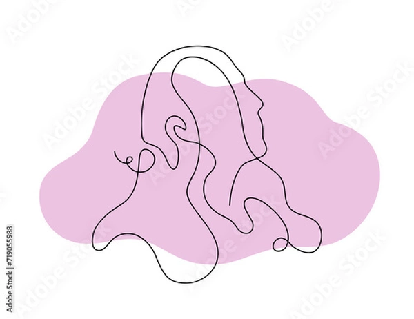 Obraz One line profile of strong mature woman in minimalistic vector style lineart