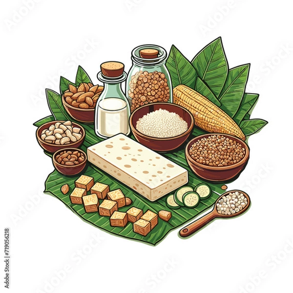 Fototapeta traditional tempe tempeh vegetarian food from soybean