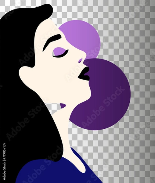 Obraz Profile of beautiful young woman without background in minimalistic style vector simple