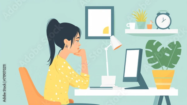 Fototapeta 気分が落ち込んだ若い女性