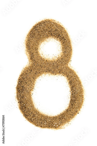 Obraz Number 8 made of sand isolated on white