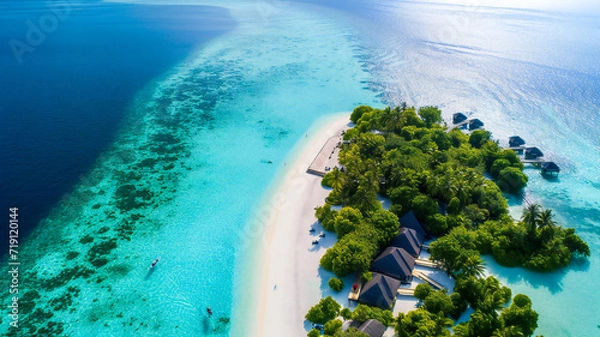 Obraz Maldives paradise island aerial view from a drone
