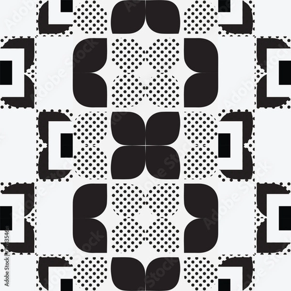 Fototapeta Abstract black and white seamless pattern. Vector illustration. Eps 10. Digital paper for textile print, fabrics and wallpaper. 