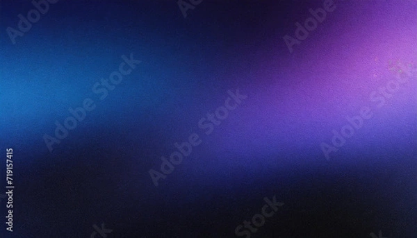 Fototapeta Dark blue purple glowing grainy gradient background black noise texture poster header banner design