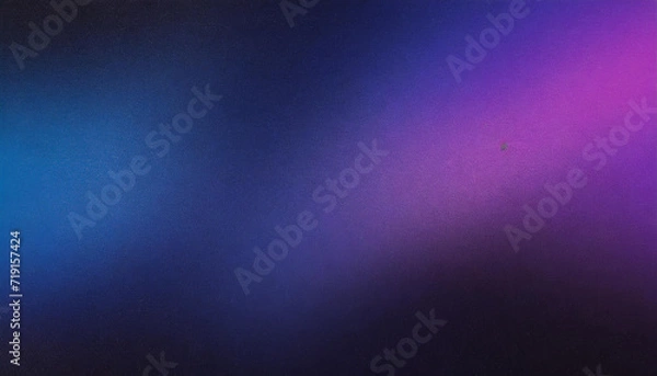 Fototapeta Dark blue purple glowing grainy gradient background black noise texture poster header banner design