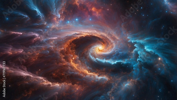 Fototapeta  a photo that captures the grandeur of a cosmic event, such as the collision of two galaxies or the birth of a new star cluster. 