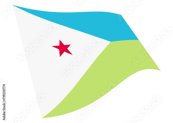 Fototapeta Djibouti waving flag 3d illustration isolated on white with clipping path