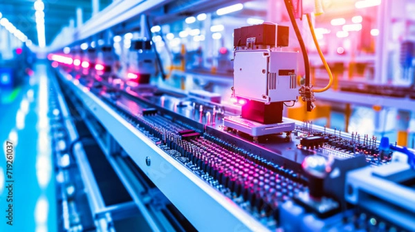 Fototapeta Advanced Technology in Industrial Engineering, Factory Machinery for Electronics Manufacturing