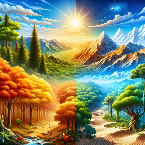 Fototapeta Four Seasons Fantasy: The Eternal Cycle of Nature