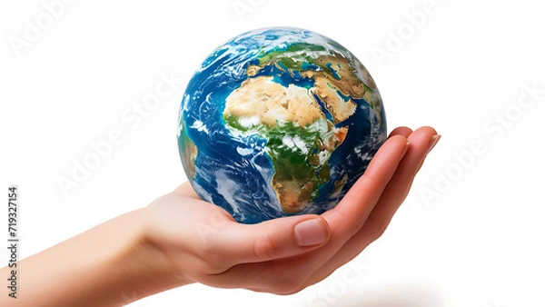 Fototapeta World environment day concept. Earth globe in hands.
