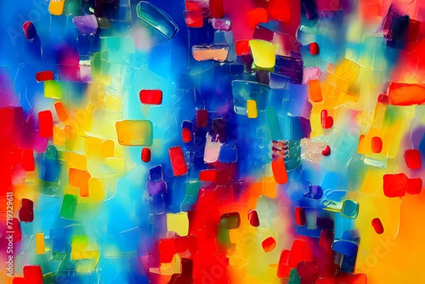 Fototapeta Hand-drawn abstract oil painting art background. Colorful texture fragment of artwork canvas. Spots of brushstrokes of paint and modern contemporary art, full hd background design