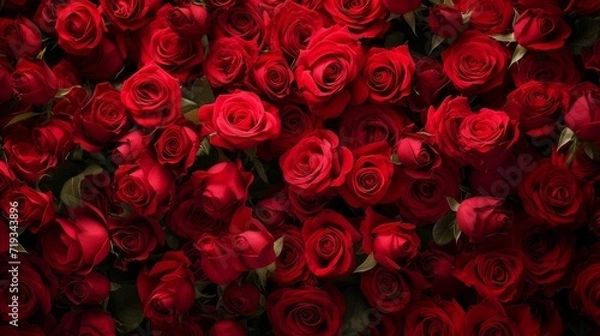 Obraz 3D render valentine days. red roses background