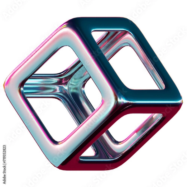 Fototapeta Abstact 3D Chrome Y2K Metalic