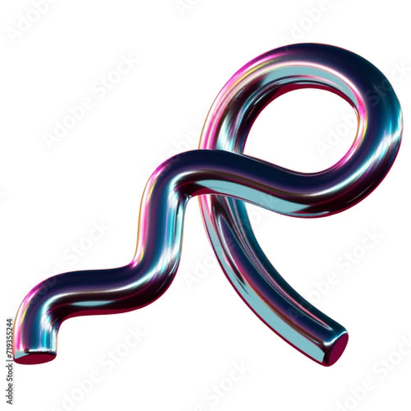 Fototapeta Abstact 3D Chrome Y2K Metalic